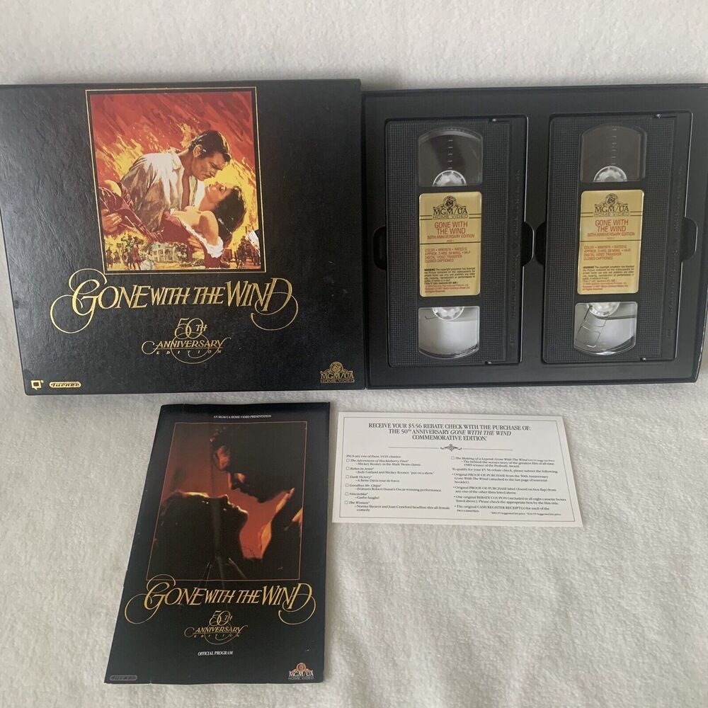 Gone With the Wind VHS 1990, 2-Tape Set 50th ANNIVERSARY‎ EDITION